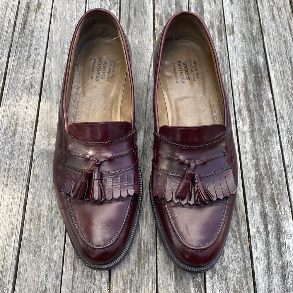 Brooks Brothers Leather Tassel Loafers. Burgundy. Men’s Size 10.5. Made in Italy